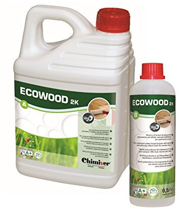 Chimiver - ECOWOOD 2K (A+B) | Vernice poliuretanica bicomponente all'acqua ad effetto naturale antiriflesso per pavimenti in legno. 5.5 lt
