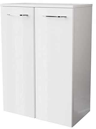 FACKELMANN Doppel-Midischrank Milano/Badschrank mit Soft-Close-System/Maße (B x H x T): ca. 60,5 x 83 x 32 cm/hochwertiger Schrank fürs Badezimmer / 2 Türen/Korpus: Weiß/Front: Weiß