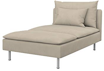 Soferia Kompatible Ersatzbezug fur SODERHAMN Recamiere, Stoff Majestic Velvet Beige (FLECKENABWEISEND und WASSERABWEISEND), Beige