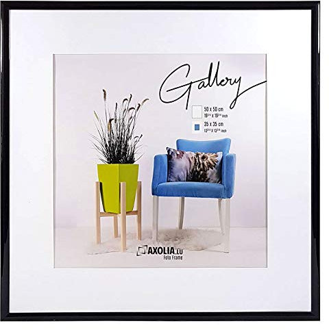 Axolia Cadre Photo 50x50 cm en plastique avec verre synthétique - Décoration murale - Gallery - Noir