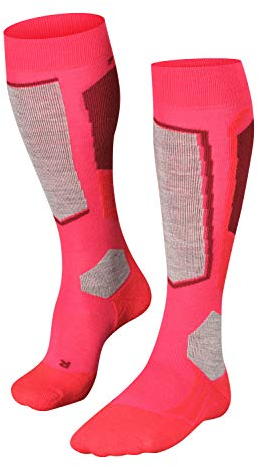 FALKE Women's SK2 Intermediate W Kh Wool Warm Thick 1 Pair Skiing Socks, Red Rose 8680, 4-5