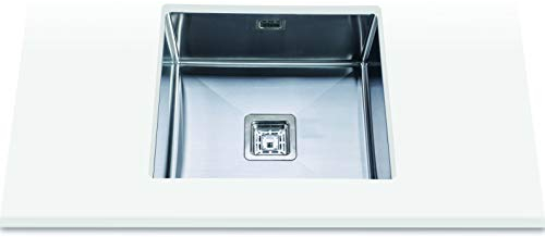Edesa | Fregadero Bajo Encimera | Modelo MAKALU BE 45x40 1C R-10 | 1 Cubeta Cuadrada | Fregadero de Cocina 20 cm de Profundidad | Ancho de 60 cm | Acabado en Acero Inoxidable
