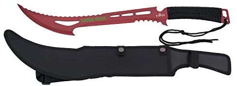THIRD Rodcutter Machete 16157R Rot eloxierte Edelstahlklinge 44 cm mit geflochtenem Seilgriff, Nylonscheide