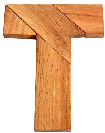 T Puzzle Legespiel mit Vorlagen für weitere Knobelaufgaben, Knobelholz Buchstabenpuzzle Holzpuzzle T, T Puzzle Knobelspiel Knobelbox, Legepuzzle nach Vorlagen, Denkspiel, IQ Test, Lernspiel