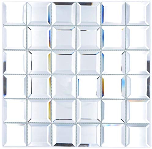 Mosaik Fliese Glasmosaik Quadrat Quadrat Mirror Metro Spiegelmosaik für WAND KÜCHE Wandverblender Fliesenspiegel Verkleidung | 10 Matten