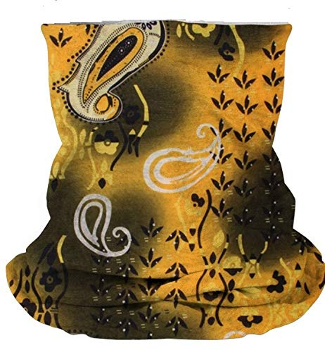 WS Multifunktionstuch Schlauchschal Halstuch Motorrad Mundschutz Fahrrad Bandana (94 Paisley Blumen gelb schwarz)