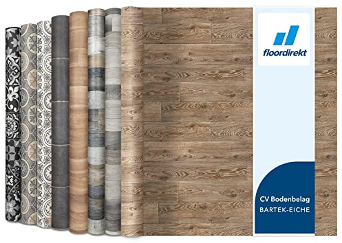 CV PVC Vinyl Flooring, Wood Effect Flooring Cover Rolls, Realistic Cushion Vinyl Floor for Kitchen, Bedroom, Homes, Hallways, Living Room (200 x 900 cm, Bartek Oak Raymond 4)