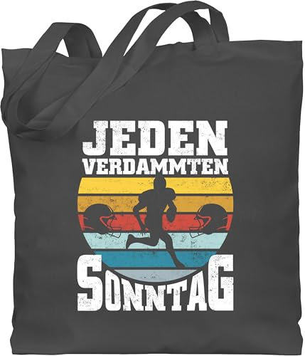 Shirtracer Baumwolltasche - American Football Deko Superbowl Party - Jeden verdammten Sonntag Retro Vintage - Unisize - Dunkelgrau - footballfans an jedem verdamten sontag geschenke fans für