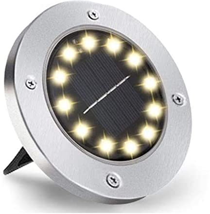 Nurkoo [1 Stücke] Solar Bodenleuchte Aussen, 12 LEDs Solarleuchten 800mAh Disk Lights Mit Upgrade Solarpanel Gartenleuchte Solarlampe Solar Strahler Deko für Rasen,Gehweg,Pool,Terrassen(WarmWeiß)
