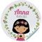 ETIKIDS 24 vignettes de communion. Autocollants personnalisés avec nom et date pour les cadeaux. Taille 45mm/60mm/70mm de diamètre. Ne convient pas aux vêtements. (Fille aux cheveux noirs)