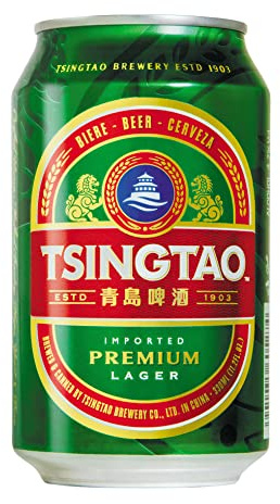 BIÈRE TSINGTAO 4.7° 330ml/bouteille - Lot de 6, 12 et 24 bouteilles - 2 sachets de 75g de chips à la crevette offert par commande - Expédition par la sté Bo Time (6)