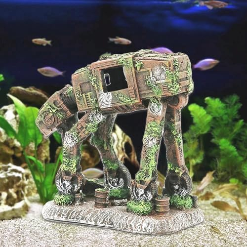 XUBX Aquarium Ornamente, Aquarium Rock Cave Dekoration, Roboter Berghöhle Zubehör Aqua Deko Für Kleine Garnele Fisch Schildkröte, das dekorative Polyresin Landschaft Für Fish Tank (15X 14 X8.5cm)…
