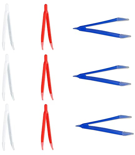 9 Stück Kontaktlinsen Pinzetten Kontaktlinsen Inserter Entferner Kontaktlinsen Werkzeuge für Reisen und Outdoor Aktivitäten, Kontaktlinsen Remover,Blau, Rot, Weiß