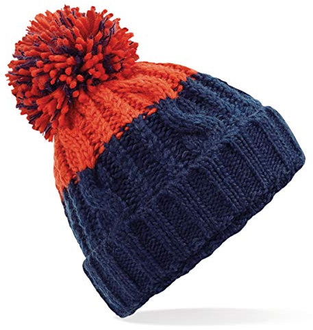 COOZO Unisex Aprés Mütze - Oxford Marine/Feuerrot - Einheitsgröße