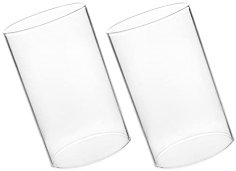 STOBAZA 2 Stück Glaszylinder Windlichtgläser mundgeblasen Glas Kerzenhalter Teelichtgläser Ersatz Zylinder Teelichthalter Kerzenständer Ohne Boden für Zuhause Wohnzimmer Hochzeit Tischdeko
