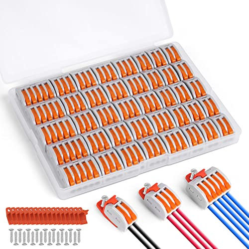 flintronic Morsettiere Elettriche, 40 Pezzi-3 Porte 20Pcs, 2 Porte 15 Pcs, 5 Porte 5 Pcs, Capicorda a Morsetto a Leva Connettore Cavo Elettrico Kit di Morsettiere per Cavi