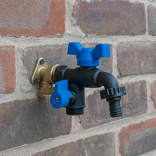 Double Outlet Ultra Tough Nylon Garden tap,Butterfly Handle,1/2 bsp Inlet Thread(tap only)