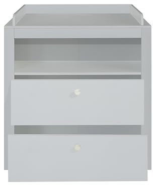 Miazzina Wickelkommode für Babys aus laminiertem Holz in Weiß matt mit 2 Schubladen - Maße BxHxT 96x104x69 cm