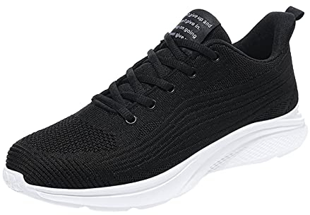 Sneaker Herren In Weiß/Schwarz Freizeit Stretch StraßEnlaufschuhe Atmungsaktiv Outdoor SchnüRer Turnschuhe Fashion Outdoor Casual Schuhe StoßDäMpfung Und RüCkprall Fitnessschuhe