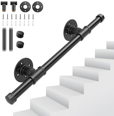Handrails for Stairs, Couleeur 0.5M Stair Handrail for Indoor Outdoor,Metal Wall Mounted Industrial Wrought Iron Banister Handrail for Step Stair Rail Safety Hand Rails