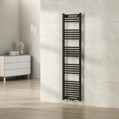 [neu.haus] Radiateur Sèche-Serviettes Chauffage pour Salle de Bain Porte-Serviettes Mural Chauffant à Eau Chaude 556 W Acier 160 x 40 cm Noir