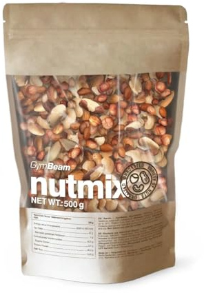 GymBeam Naturbelassener Nussmix - Nussmischung, enthält Mandeln, Haselnüsse, Paranüsse, Cashewnüsse und Erdnüsse, ohne Salz und Zuckerzusatz, Quelle für Protein und gesunde Fette, vegan, 500 g