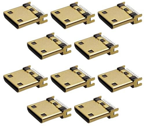 TECKEEN Mini HDMI Male Gold Plated Repair Plugs Soldering Wire Type Connectors,Pack of 10