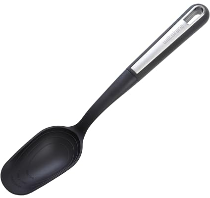Wiltshire Aspire Solid Spoon, Stirring & Serving Utensil, Cooking Spoon, Heat-Resistant Utensil, Non-Stick, Non-Scratch, Anti-Slip Soft Touch Handle, Grey & Silver, 33x6.3x5cm