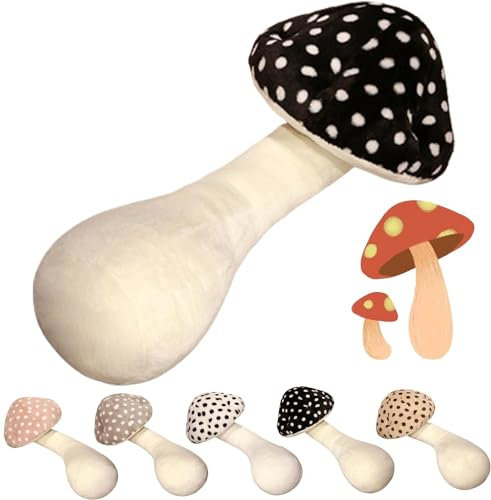 Pilz-Körperkissen, Pilzkissen, Pilzkissen, langes Pilz-Plüschkissen, niedliches weiches Kissen, Schlafkissen, bequem für Zuhause, Sofa, Schlafzimmer, Auto (schwarz, 78,7 cm)