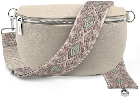 Artvall - Umhängetasche Echtleder Tasche Handtasche Leder Bauchtasche Klein mit Schultergurt Design Taschenband abnehmbar verstellbares Riemen Crossbody Bag Echt Ledertasche Damen mit Reißverschluss