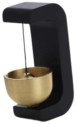 Milageto Sonnette de Porte En Métal pour Commerçant, Décoration D'entrée Unique, Carillon Artisanal, Noir