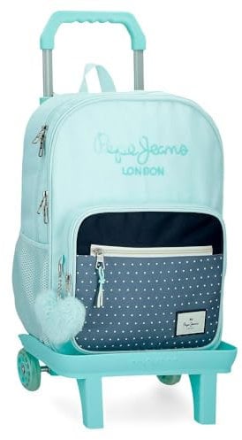 Pepe Jeans Dalma Mochila Escolar Doble Compartimento con Carro Azul 30x40x13 cms Poliéster by Joumma Bags