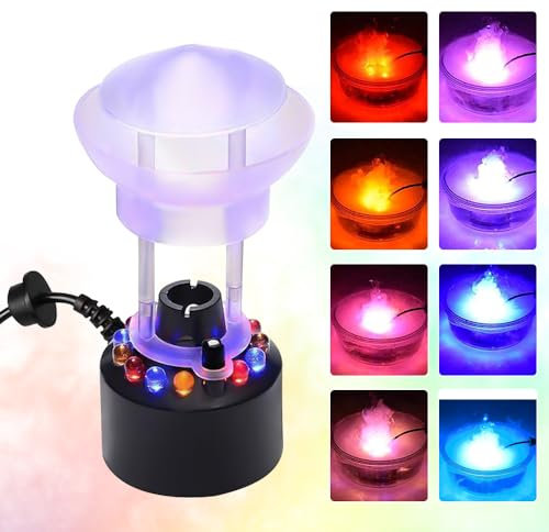 Vmxlso Ultraschall Vernebler, 12 LED Mini Nebelmaschine Halloween, Vernebler Halloween, Ultraschall Nebler mit Spritzschutz für Pumpkin, Hexenkessel, Springbrunnen, Steingarten, Teich