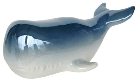 Goldbach Wal aus Keramik 24cm Figur blau glasiert Maritime Deko Dekofigur Keramikfigur Statue Tier Fisch Skulptur Objekt für Bad Badezimmer
