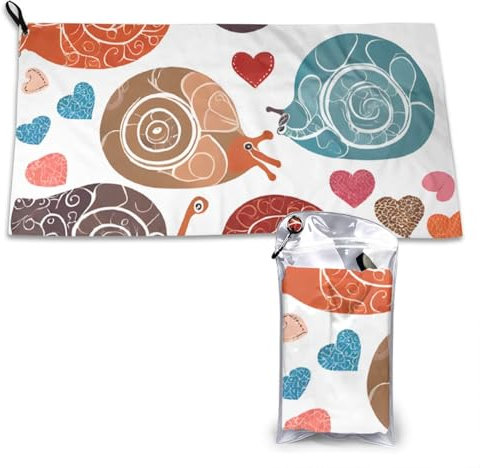 ESNAIUVCD Strandtuch mit niedlichem Schnecken-Druck, schnelltrocknend, für Camping, Reisen, Schwimmen, Badetuch, Decke, 40,6 x 80 cm