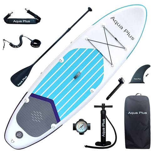 Aqua Plus 15cm Dickes,aufblasbares SUP für alle Fähigkeitsstufen,Stand Up Paddelbrett,Paddel,Pumpe,ISUP Reiserucksack,Jugendliche,Aufblasbare Boards für Stand Up Paddling