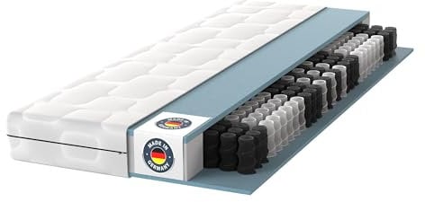 BMM Matratze 200x200 cm Ortho Medic Taschenfederkernmatratze Härtegrad H3/Öko-Tex Zertifiziert/ergonomische 7 Zonen Matratze Höhe 21 cm/Matratzen produziert in Deutschland
