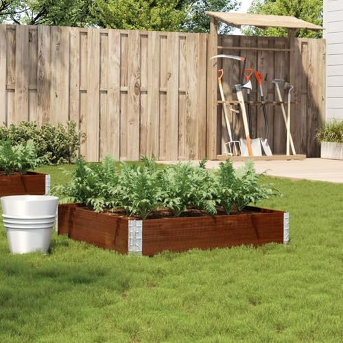 Sufrk Fioriera da Giardino Marrone 100x100 cm Legno Massello di Pino-Fioriera da Esterno,Orto Verticale Rialzato da Esterno per Balcone e Giardino,Mini Orto Rialzato per Piantine,Giardino Verticale da