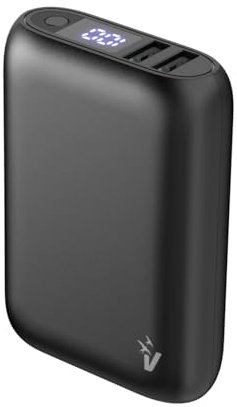 VulTech Power Bank VPB-WP10BK da 10000mAh 3,7V 37Wh 2x USB-A + Type-C powerbank caricatore portatile leggero veloce 3 porte di ricarica, LCD con percentuale capacità residua per iPhone Samsung Xiaomi