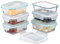 Relaxdays Fiambreras de Cristal con Tapa, Set de 6, 370 ml, Recipientes Herméticos, Cierre de Plástico, Transparente, Silicona
