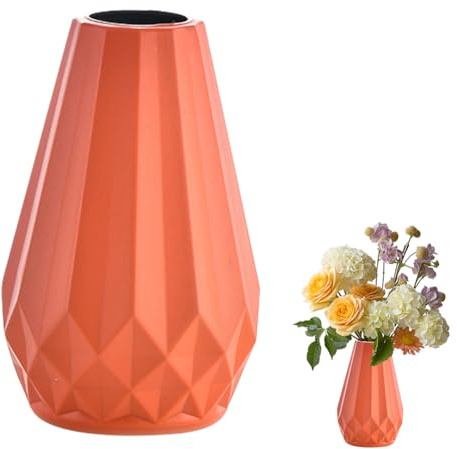 Vase Decorative Unbreakable Plastic Vases for Flowers Tall Modern Flower Vase for Living Room Office Desktop Wedding Decoration (Rose pink)