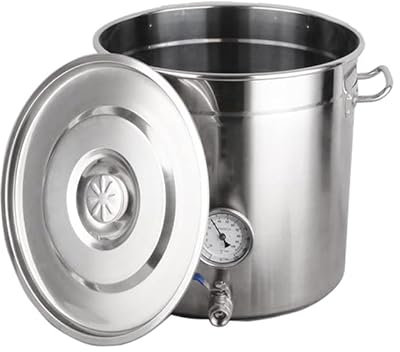 KUANGGE Robuster Braukessel aus Edelstahl für das Brauen von hausgemachtem Bier mit Thermometer und Kugelhahn zum Brauen, Kochen und Verteilen von Craft Beer, 5 Größen, 11,8 Zoll/19 l