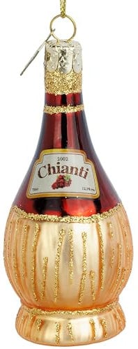 SIKORA Chianti Flasche besondere Weihnachtskugel Glas Christbaumschmuck Deko Figur Weihnachten Anhänger Ornament - Trend Line - BS679