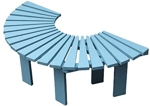 Halbrunde Baumbank aus massivem Holz für Garten, Park oder Terrasse, geschwungene Blumenbank für den Außenbereich, Balkon-Gartenmöbel mit elegantem Design