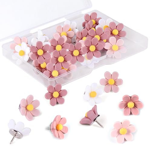 Flower Cork Board Pins 30 Pcs Notice Board Pins for Pinboard Cute Decorative Thumb Tacks Drawing Pin for Cork Notice Bulletin Boards
