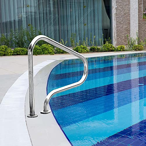 BTYQKZVPM Edelstahl Pool Geländer Schwimmen， 80 x 80 cm, sicheres, rutschfestes Schwimmgeländer aus Edelstahl 304 – einfach zu montierendes Geländer for Schwimmbäder und Wasserparks