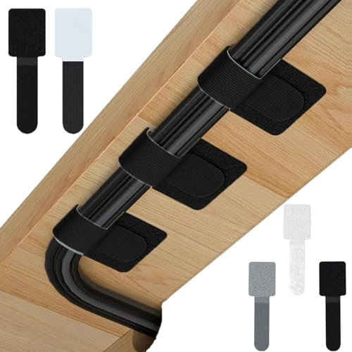 Mr.Gadget's Solutions 10-Pack Self-Adhesive Cable Ties – Reusable Cable Management Straps for Organizing Data Cables, Headphones & Electronic Wires – Strong Sticky Back, Under-Desk Wire Holder