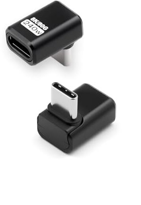 Duttek USB C 90 Degree Adapter [240W 80Gbps 8K@60Hz], 90 Degree USB C Adapter Compatible with Thunderbolt 5 Cable, Type-C Extender for Steam Deck, MacBook, Smart Tablet & Phone 2 Pack