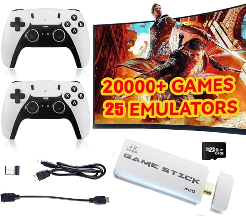 ASTEKID Wireless Retro Game Console - Game Stick Built-in 20,400+ Classic Video Games, Plug & Play for TV HDMI output, Multiple Classic Emulator, Dual 2.4G Wireless Controller