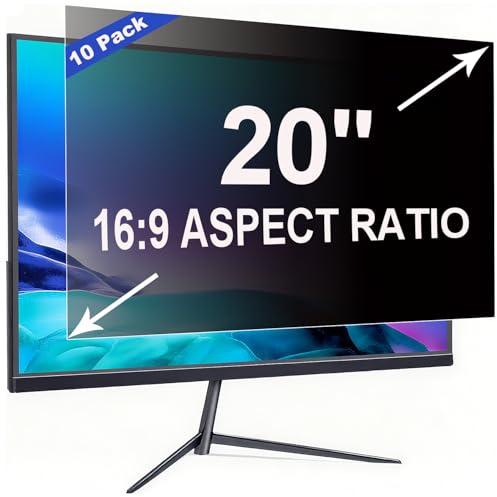ruord 10 Stück Sichtschutzfolie für 20 Zoll 16:9 (44.2x24.9cm) Monitor - Blaulichtfilter & Blendschutz, Abnehmbar Blickschutzfolie | PC Blickschutzfilter für Büro